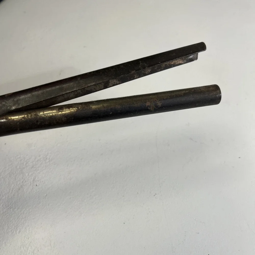 Antique 1800s Stove Top Metal Hair Curling Iron Wood Handles Primitive Decor